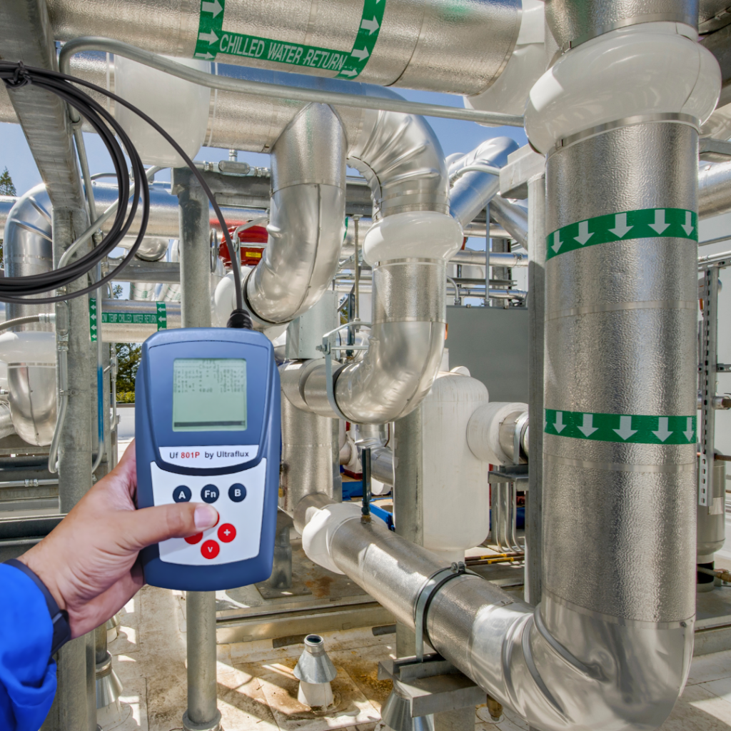 Chilled water balancing in HVAC systems with strap on flow meter rental